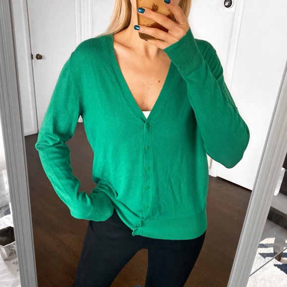 🍃 CASUAL SPRING GREEN KNIT CARDIGAN SWEATER! - Picture 4 of 9